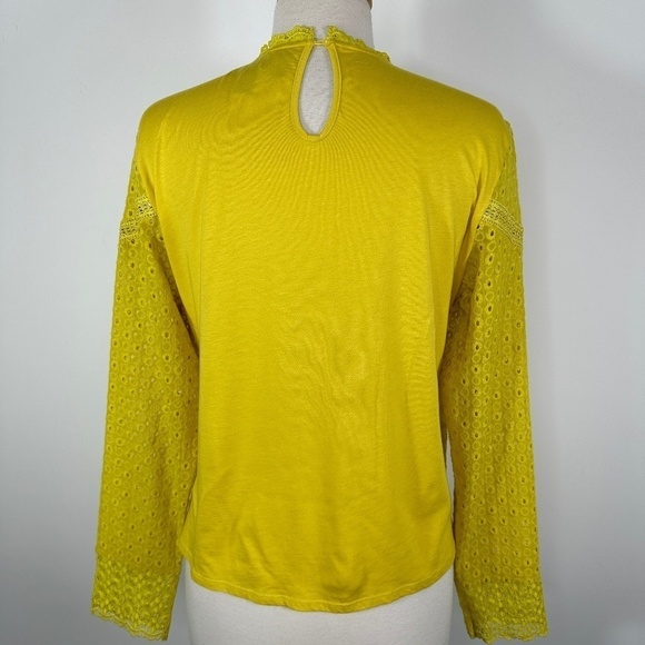 Anthropologie James Coviello Women's Sz M Burnham Long Sleeve Eyelet Lace Top - Picture 9 of 13